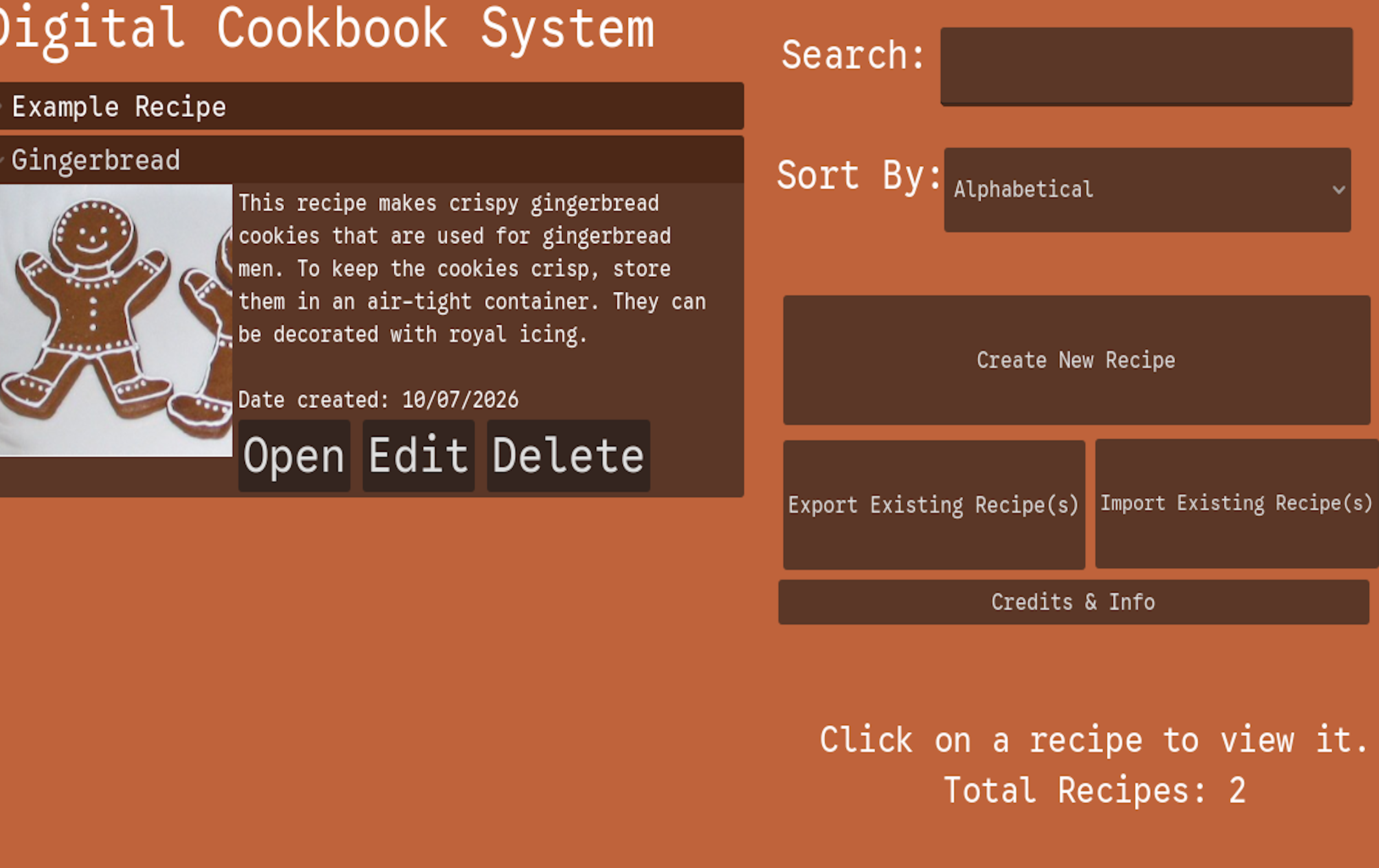 Digital Cookbook System